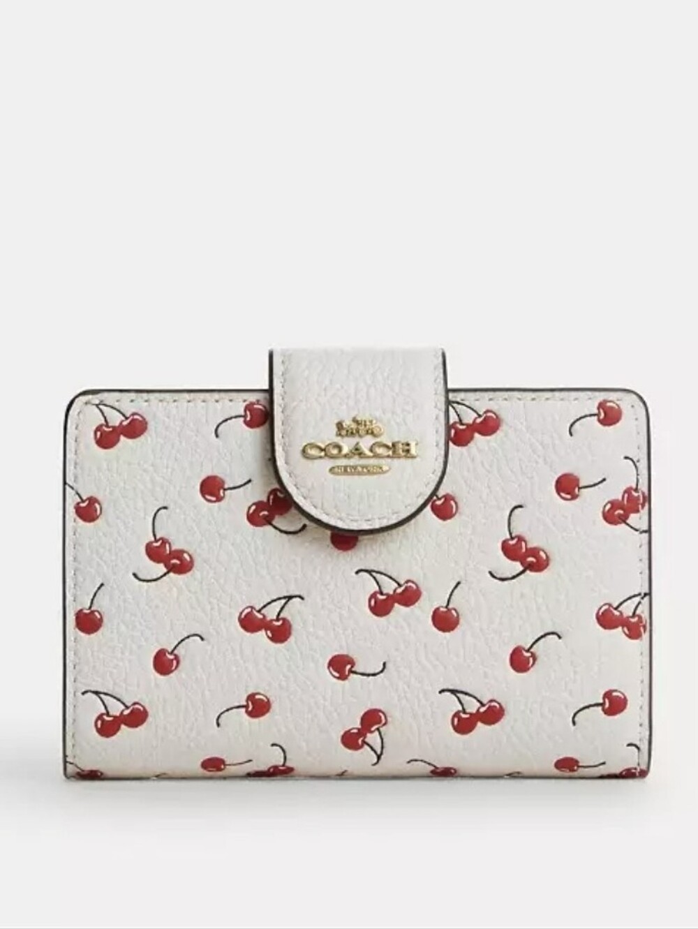 Coach Medium Corner Zip Wallet With Cherry Print